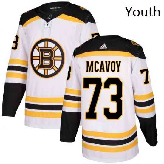 Youth Adidas Boston Bruins 73 Charlie McAvoy Authentic White Away NHL Jersey
